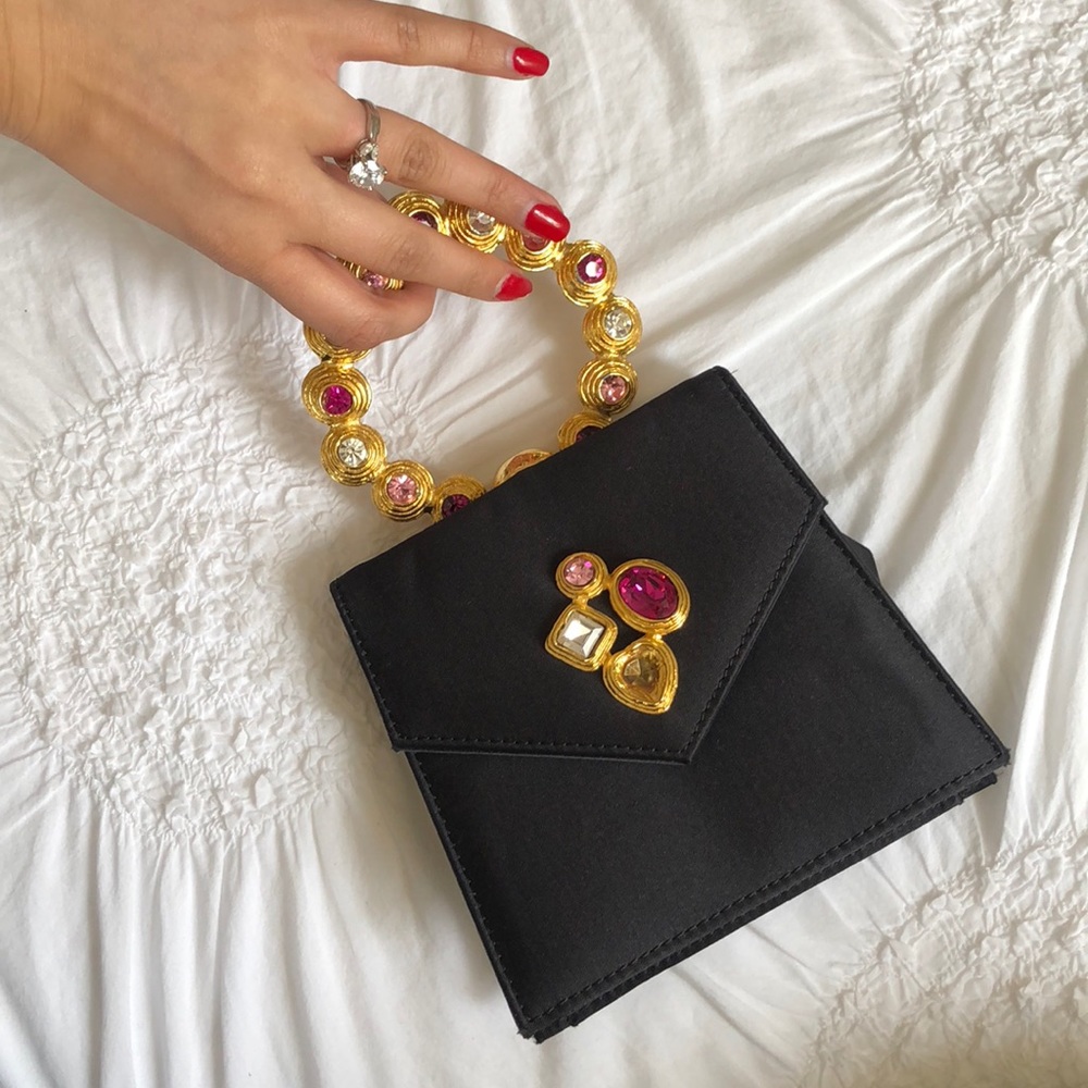 *Vintage French Satin and Rhinestone Evening Bag